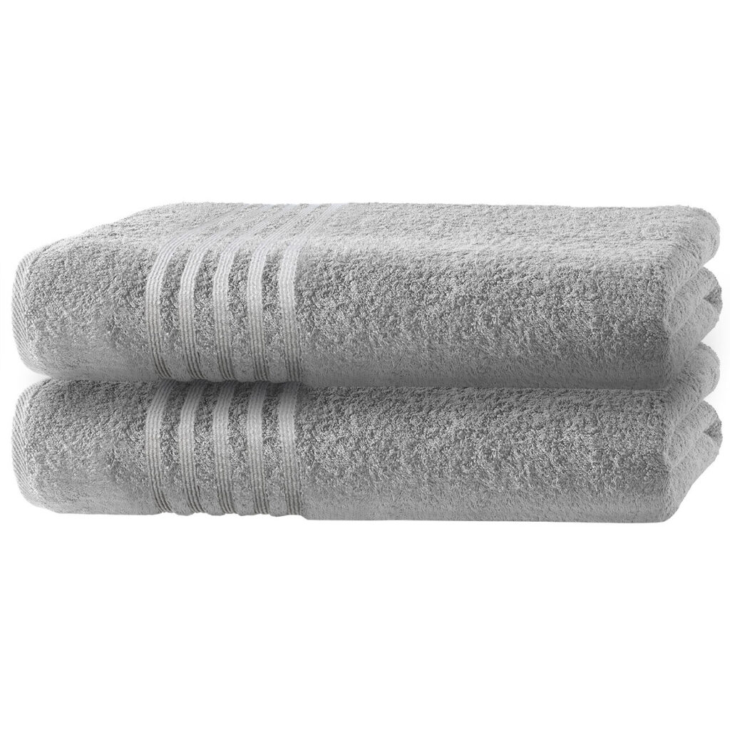 2er-Set Duschtücher Casativo, 70 x 140 cm, 100% luxuriöse Baumwolle, Bordüre, silber 2er-Set Duschtücher Casativo, 70 x 140 cm, 100% luxuriöse Baumwolle, Bordüre, silber