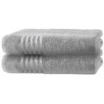 2er-Set Duschtücher Casativo, 70 x 140 cm, 100% luxuriöse Baumwolle, Bordüre, silber