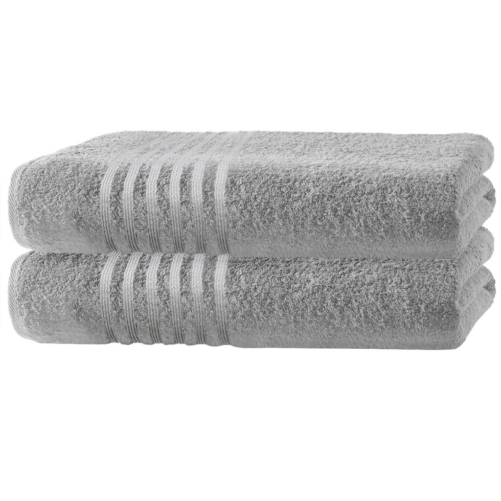 2er-Set Badetücher Casativo, 100 x 150 cm, 100% luxuriöse Baumwolle, mit Bordüre, silber 2er-Set Badetücher Casativo, 100 x 150 cm, 100% luxuriöse Baumwolle, mit Bordüre, silber