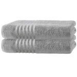 2er-Set Badetücher Casativo, 100 x 150 cm, 100% luxuriöse Baumwolle, mit Bordüre, silber