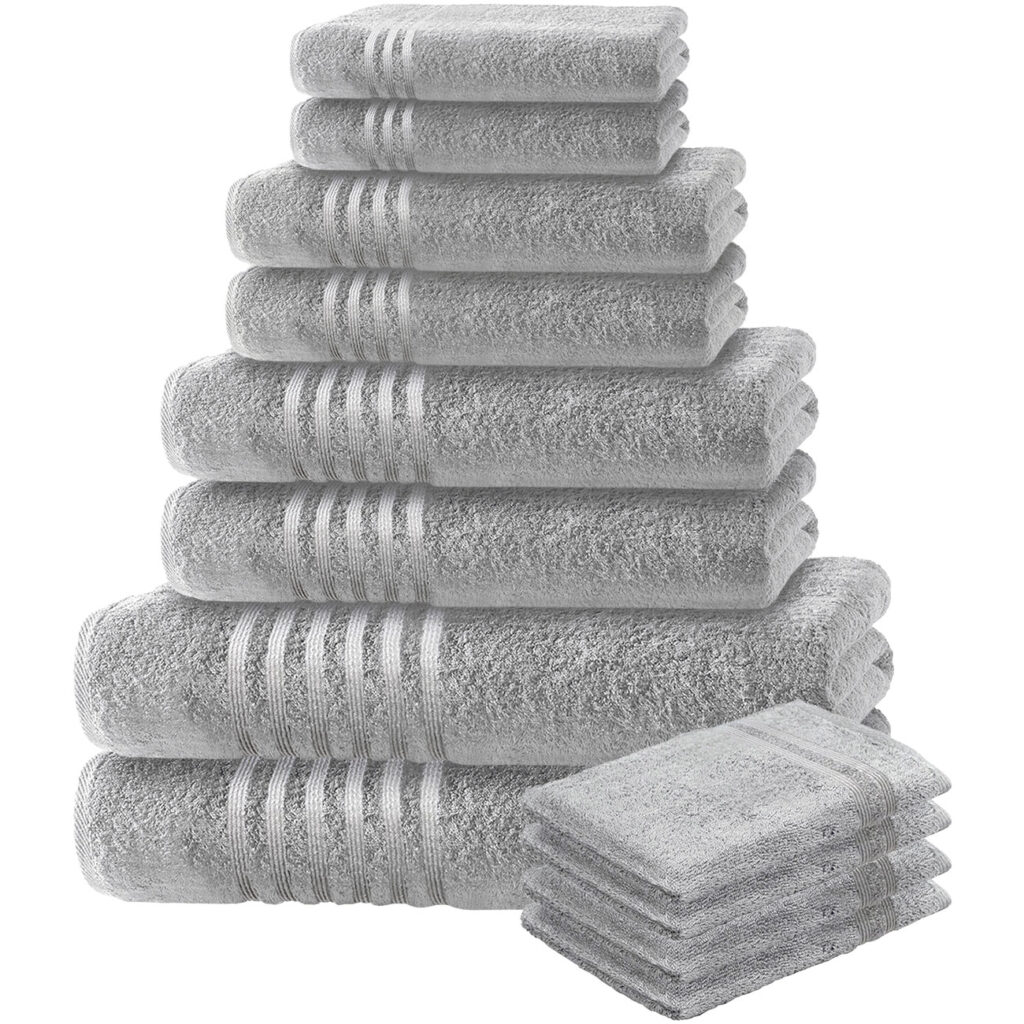 8-tlg. Handtuchset Casativo, Bade-, Dusch-, Handtücher, silber + gratis 4 Waschlappen 8-tlg. Handtuchset Casativo, Bade-, Dusch-, Handtücher, silber + gratis 4 Waschlappen
