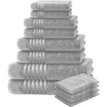 8-tlg. Handtuchset Casativo, Bade-, Dusch-, Handtücher, silber + gratis  4 Waschlappen