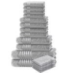 16-teiliges Handtuchset Casativo, Waschlappen, Gäste-, Hand-, Dusch- & Badetücher, silber