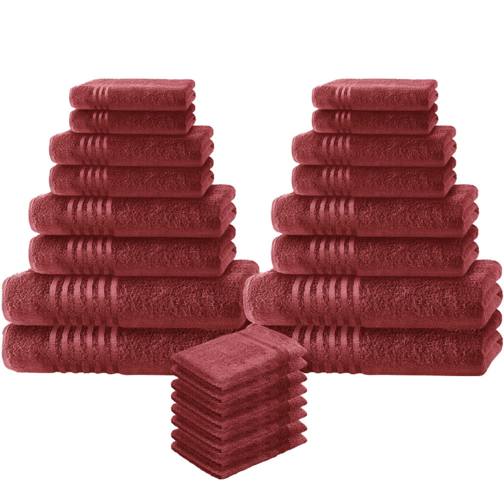 16-tlg. Handtuchset Casativo, Bade-, Dusch-, Handtücher, bordeaux + gratis 8 Waschlappen 16-tlg. Handtuchset Casativo, Bade-, Dusch-, Handtücher, bordeaux + gratis 8 Waschlappen