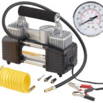Mobiler Luft-Kompressor, Manometer, 12 V, 100 psi, 288 Watt, 3 Adapter