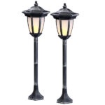 2er-Set Solar-LED-Standlaterne mit Flammeneffekt 64 cm Höhe, IP44