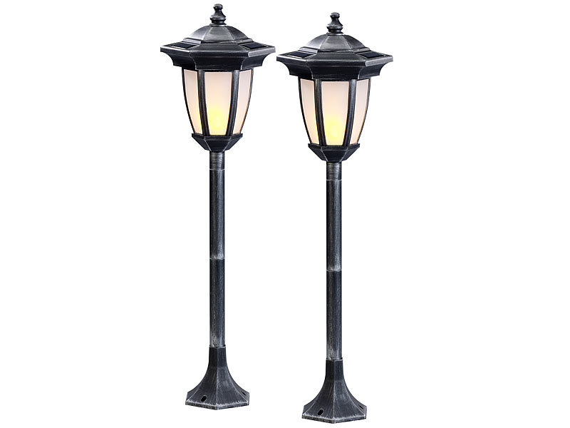 2er-Set Solar-LED-Standlaterne mit Flammeneffekt 64 cm Höhe, IP44 2er-Set Solar-LED-Standlaterne mit Flammeneffekt 64 cm Höhe, IP44