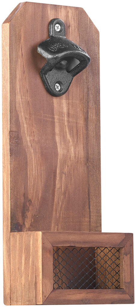 2er-Set Wand-Flaschenöffner mit Kronkorken-Auffangbehälter, Holz 2er-Set Wand-Flaschenöffner mit Kronkorken-Auffangbehälter, Holz