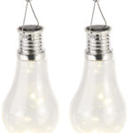 2er-Set Solar-LED-Lampe in Glühbirnen-Form, 3 warmweisse LEDs, 2 lm