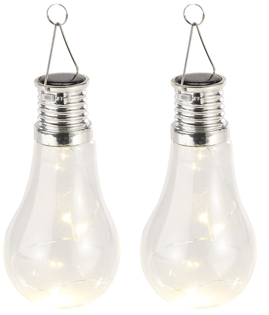 2er-Set Solar-LED-Lampe in Glühbirnen-Form, 3 warmweisse LEDs, 2 lm 2er-Set Solar-LED-Lampe in Glühbirnen-Form, 3 warmweisse LEDs, 2 lm