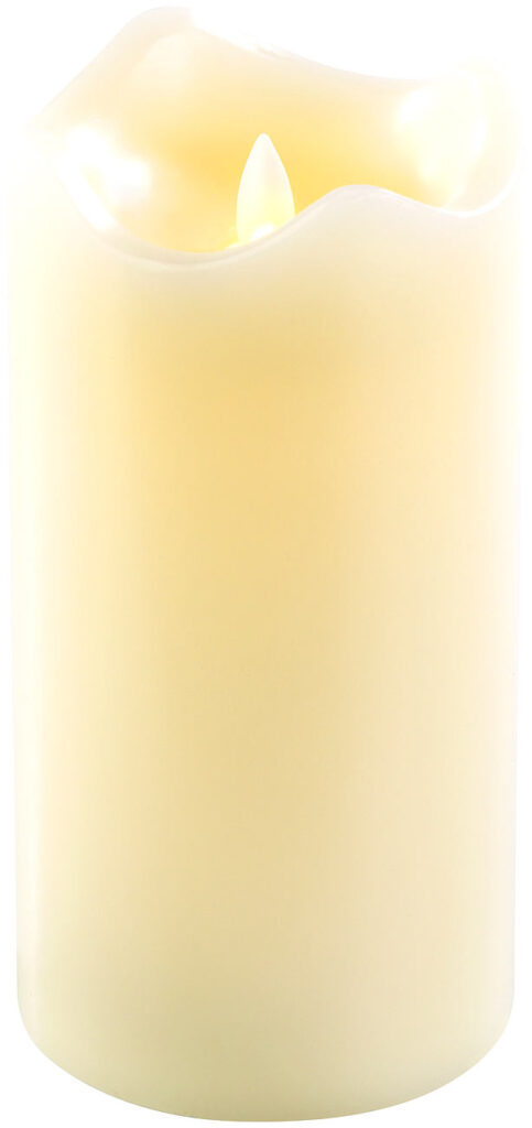 Echtwachskerze mit beweglicher LED-Flamme, 90 x 180 mm, Grösse L Echtwachskerze mit beweglicher LED-Flamme, 90 x 180 mm, Grösse L
