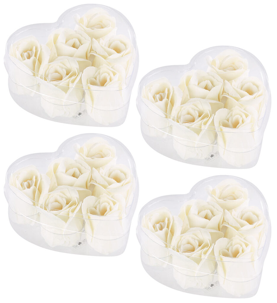 6 cremeweisse Rosen-Duftseifenin Geschenk-Box, 4er Pack 6 cremeweisse Rosen-Duftseifenin Geschenk-Box, 4er Pack