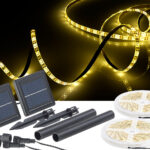 2er-Set Solar-LED-Streifen mit 180 warmweissen LEDs, wetterfest IP65