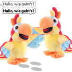 2er-Set sprechende Plüsch-Papageien mit Mikrofon, sprechen nach, 22 cm
