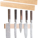2er-Set durchgehende Magnet-Messerleisten, echtes Eichen-Holz, 36 cm