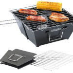Flach zusammenklappbarer Kohle-Grill, Grillfläche ca. 24,5 x 24 cm