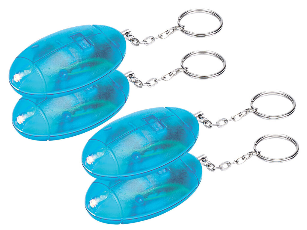 4er-Set Personenalarme, laute 110 dB, mit Taschenlampe 4er-Set Personenalarme, laute 110 dB, mit Taschenlampe
