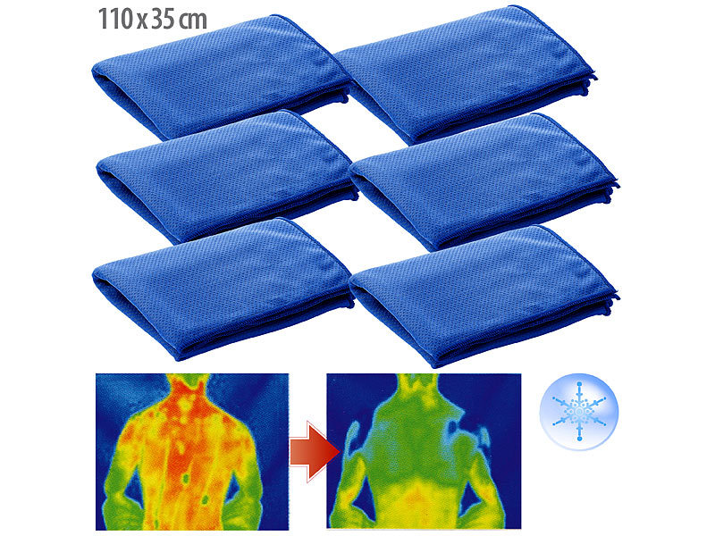 6er-Set effektiv kühlende Multifunktionstücher, 110 x 35 cm 6er-Set effektiv kühlende Multifunktionstücher, 110 x 35 cm