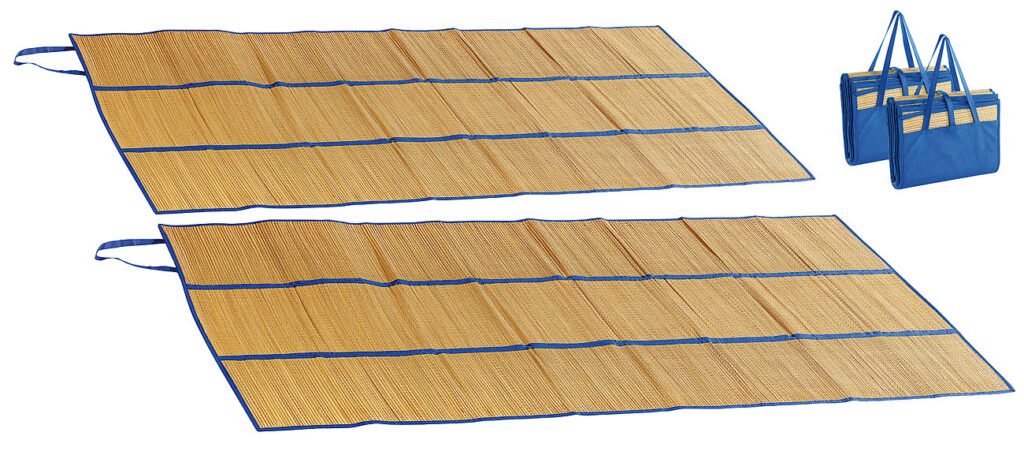 2er-Set faltbare Bast-Strandmatten mit Tragegriffen, 180 x 90 cm 2er-Set faltbare Bast-Strandmatten mit Tragegriffen, 180 x 90 cm