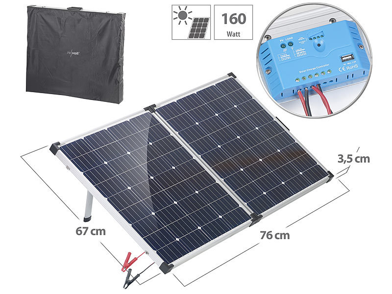 Faltbares mobiles Solar-Panel mit monokristallinen Zellen, 160 Watt Faltbares mobiles Solar-Panel mit monokristallinen Zellen, 160 Watt