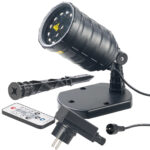 Laser-Projektor mit 12 LEDs, 8 Licht-Effekte, Timer, Fernbed., IP65