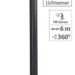 Solar-LED-Gartenlaterne, PIR-Sensor, Dämmerungssensor, 100 lm, 160 cm