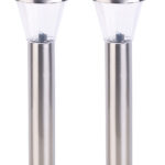 2er-Set Solar-Wegeleuchte, Edelstahl, Bewegungs- & Licht-Sensor, IP44