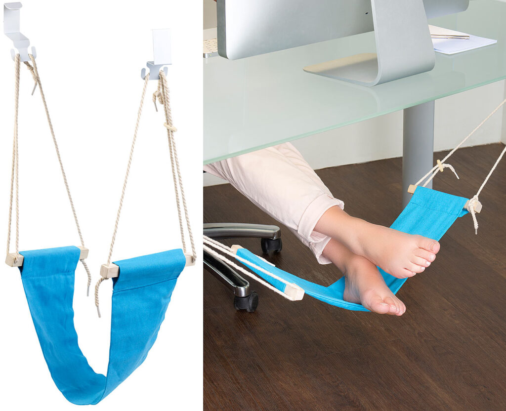 Fuss-Hängematte mit Echtholz-Stäben, zum Einhängen unterm Tisch, 60 cm Fuss-Hängematte mit Echtholz-Stäben, zum Einhängen unterm Tisch, 60 cm