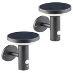 2 Premium-LED-Solar-Wandleuchten, PIR-Sensor, Nachtlicht, 600 Lumen