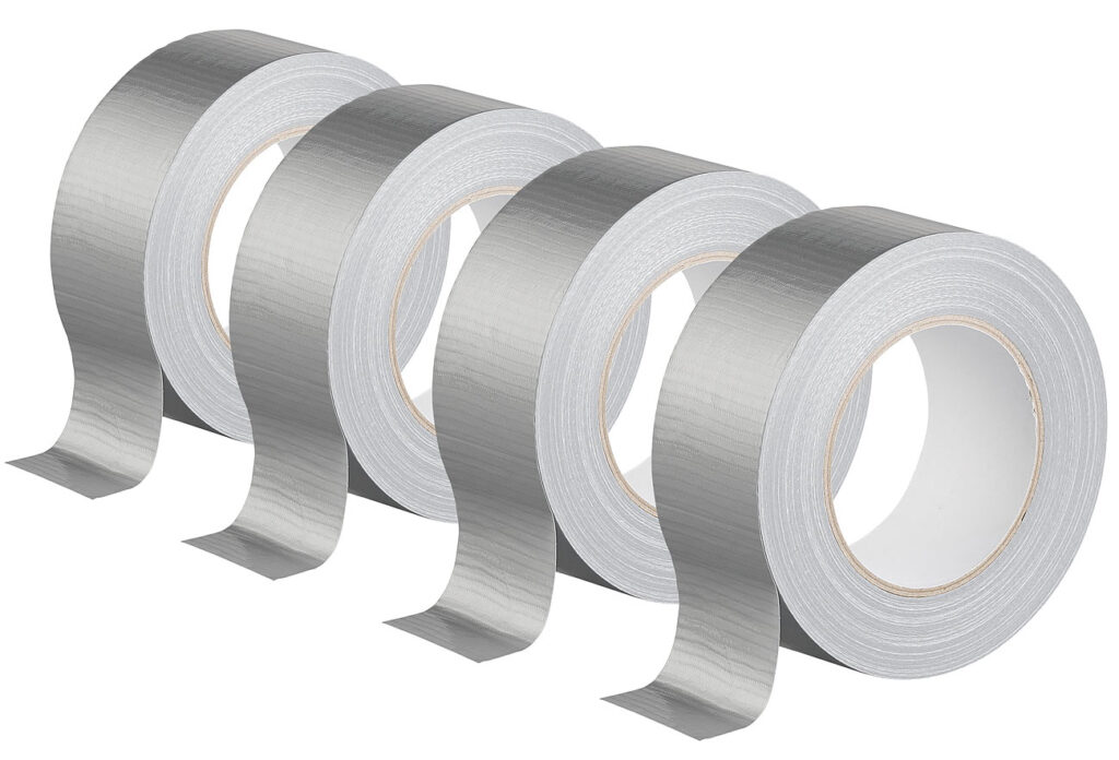 4er-Set Gewebe-Klebeband, reissfest, 48 mm breit, 0,17mm dick, silber