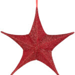 Faltbarer XL-Weihnachtsstern zum Aufhängen, rot glitzernd, Ø 40 cm