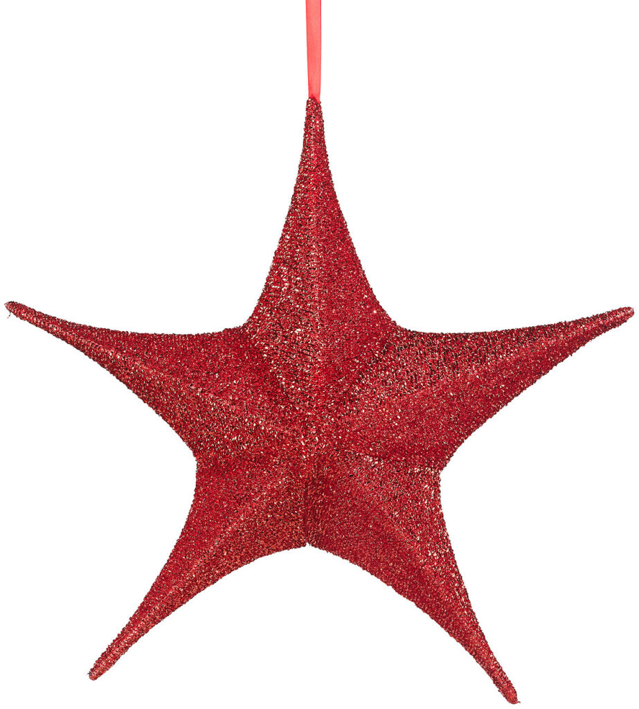 Faltbarer XL-Weihnachtsstern zum Aufhängen, rot glitzernd, Ø 40 cm Faltbarer XL-Weihnachtsstern zum Aufhängen, rot glitzernd, Ø 40 cm