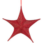 2er-Set faltbare Weihnachtssterne zum Aufhängen, rot glitzernd, Ø 40cm