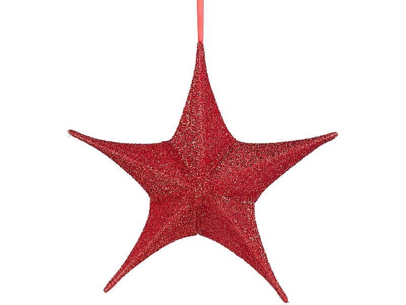 2er-Set faltbare Weihnachtssterne zum Aufhängen, rot glitzernd, Ø 40cm 2er-Set faltbare Weihnachtssterne zum Aufhängen, rot glitzernd, Ø 40cm