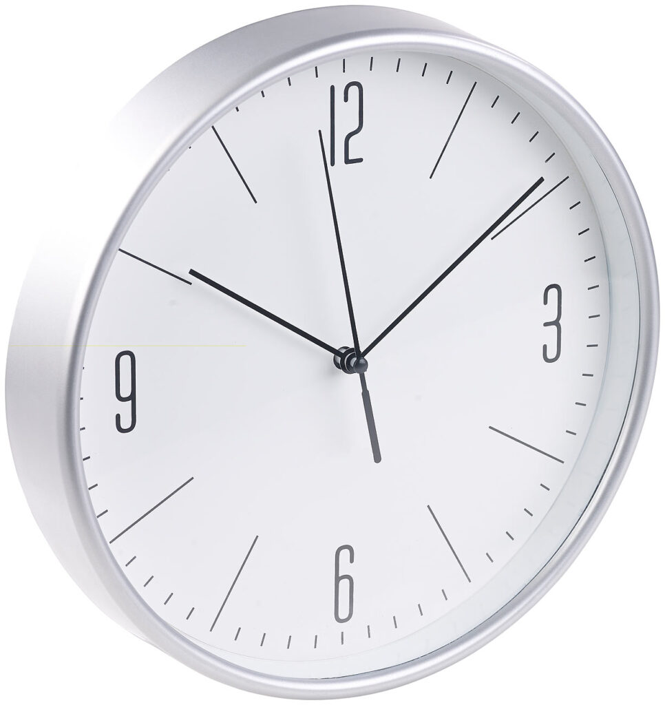Klassische Wanduhr mit grossen Ziffern und flachem Design, Ø 25 cm Klassische Wanduhr mit grossen Ziffern und flachem Design, Ø 25 cm