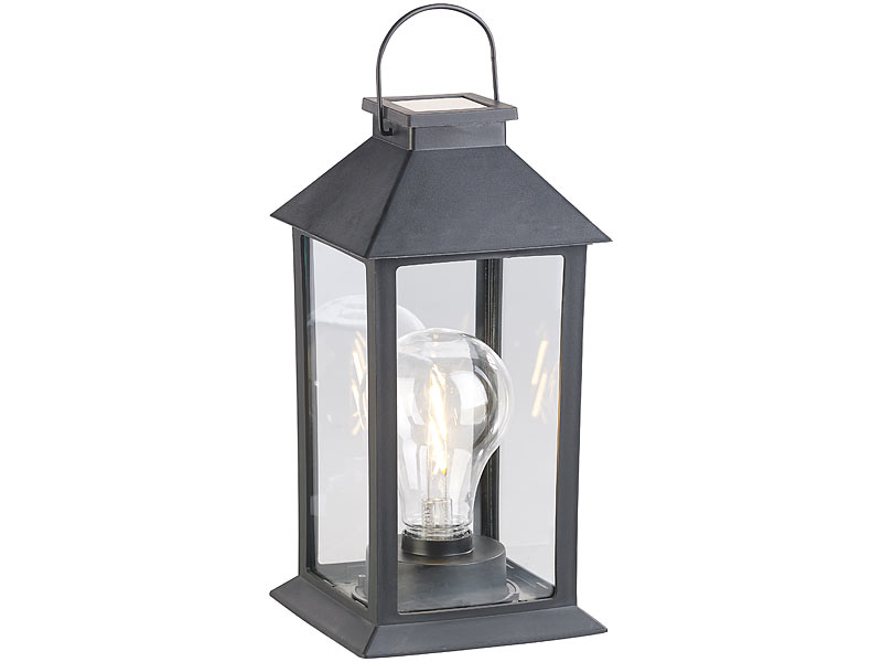 Solar-Laterne mit LED-Glühbirne, Dämmerungs-Sensor & Akku, 5 lm, IP44 Solar-Laterne mit LED-Glühbirne, Dämmerungs-Sensor & Akku, 5 lm, IP44