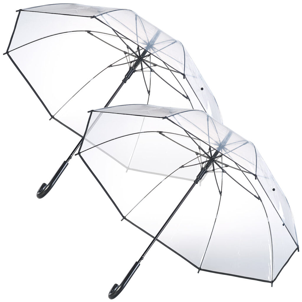 2er-Set transparente Stock-Regenschirme, Stahl & Fiberglas, Ø 100 cm 2er-Set transparente Stock-Regenschirme, Stahl & Fiberglas, Ø 100 cm