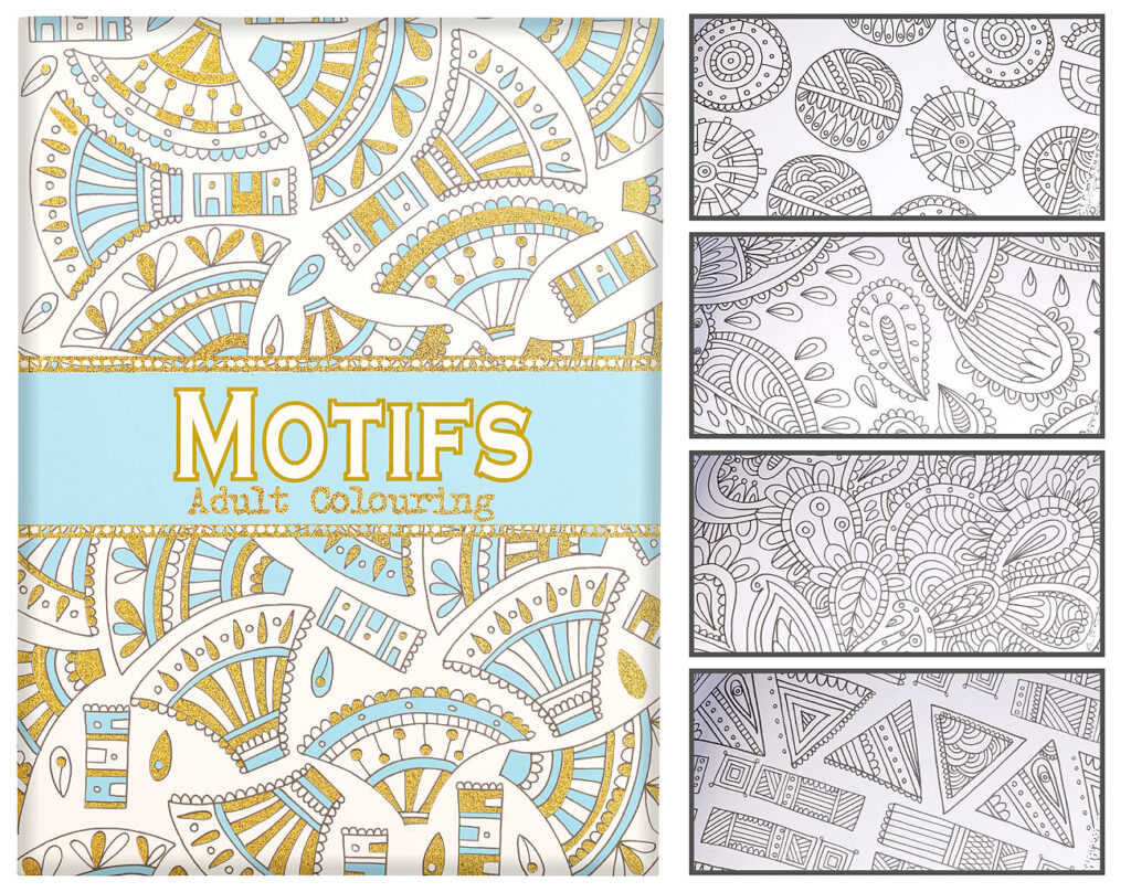 Malbuch für Erwachsene „Motifs“ mit 32 abstrakten Motiven und Formen Malbuch für Erwachsene „Motifs“ mit 32 abstrakten Motiven und Formen