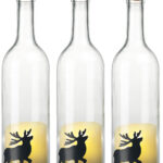 3er-Set Deko-Glasflasche, LED-Kerze & beweglicher Flamme, Elch-Motiv