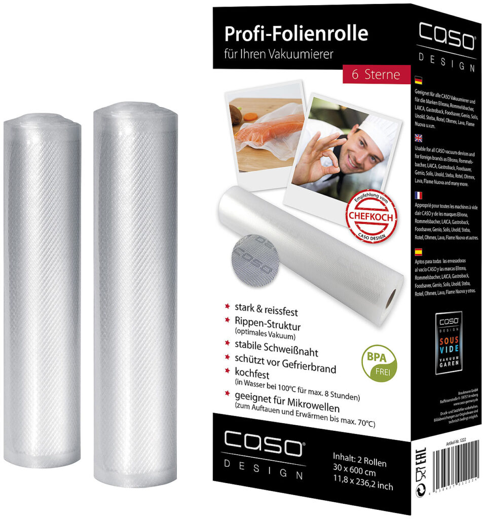 2 Profi-Folienrollen, 30 x 600 cm, für Balken-Vakuumierer 2 Profi-Folienrollen, 30 x 600 cm, für Balken-Vakuumierer