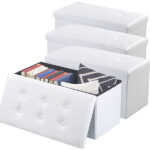 4er-Pack Faltbare 2in1-Sitzbank und – truhe, 80 l, bis 300 kg, weiss