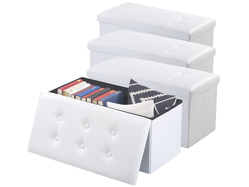 4er-Pack Faltbare 2in1-Sitzbank und – truhe, 80 l, bis 300 kg, weiss 4er-Pack Faltbare 2in1-Sitzbank und – truhe, 80 l, bis 300 kg, weiss