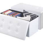2er-Pack Faltbare 2in1-Sitzbank und -truhe, 80 l, bis 300 kg, weiss