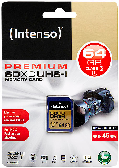 Premium SDXC-Speicherkarte 64GB, UHS-I, Class 10 / U1 Premium SDXC-Speicherkarte 64GB, UHS-I, Class 10 / U1
