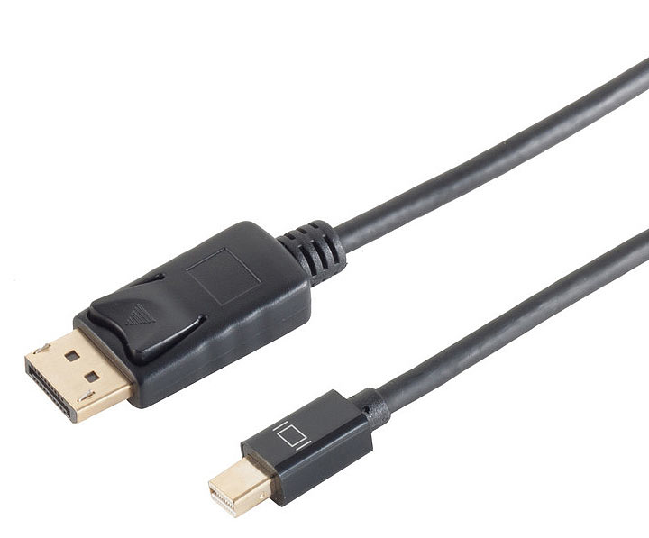 Mini-Displayport auf Display-Port-Kabel, bis 4K UHD, 2 m, schwarz Mini-Displayport auf Display-Port-Kabel, bis 4K UHD, 2 m, schwarz