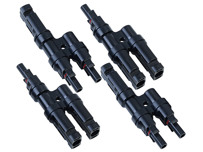 4er-Set Y-Stecker Adapter für Solarkabel, MC4-kompatibel, IP67