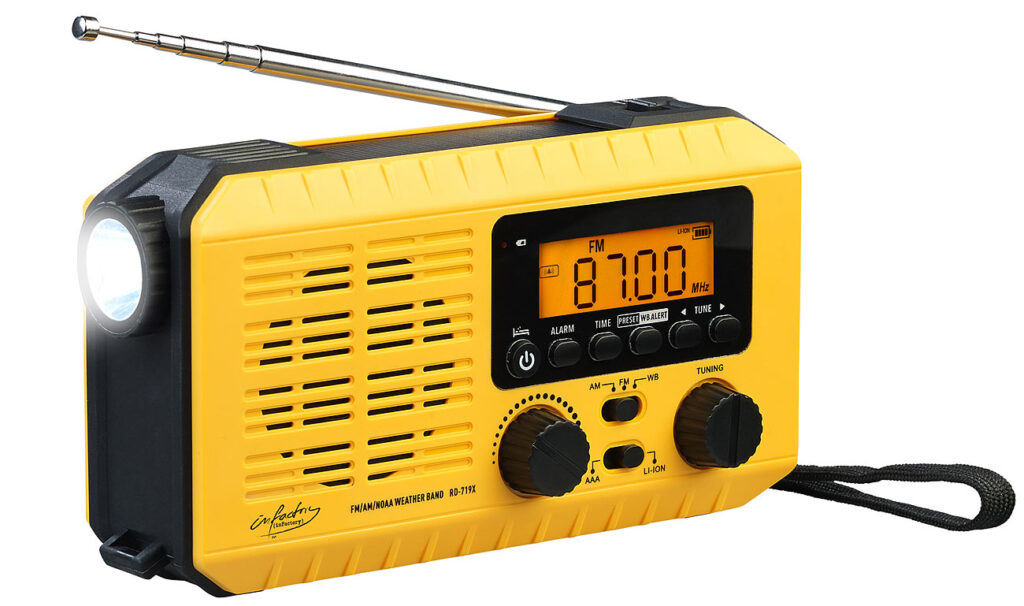 Solar- und Dynamo-Koffer-Radio, LED-Licht, SOS, Powerbank, LCD-Display Solar- und Dynamo-Koffer-Radio, LED-Licht, SOS, Powerbank, LCD-Display