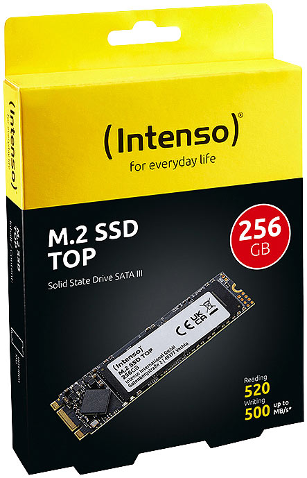 Top M.2-SSD-Festplatte (2280) mit 256 GB, SATA III, bis 520 MB/s Top M.2-SSD-Festplatte (2280) mit 256 GB, SATA III, bis 520 MB/s
