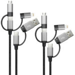 2er- 6in1-Lade- & Datenkabel USB-A/C zu USB-C/ Micro-USB/ Lightning, 60 Watt