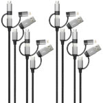 4er-Set Lade- & Datenkabel USB A/C zu USB-C/Micro-USB/8-PIN, 1 m, bis 3 A / 60 Watt